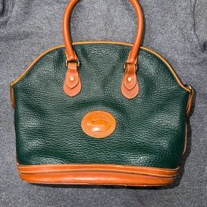 Vintage Dooney & Bourke Norfolk Leather Green Satchel Shoulder Bag Handbag